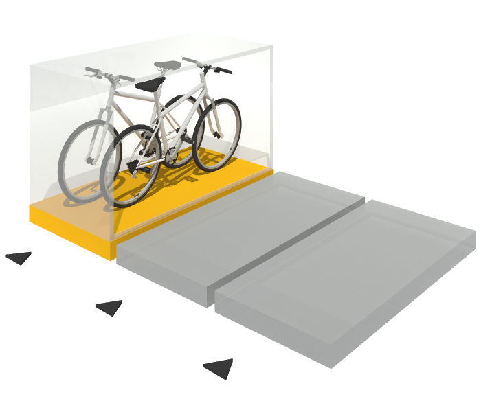 Arrangement of three boxes in a one-sided row