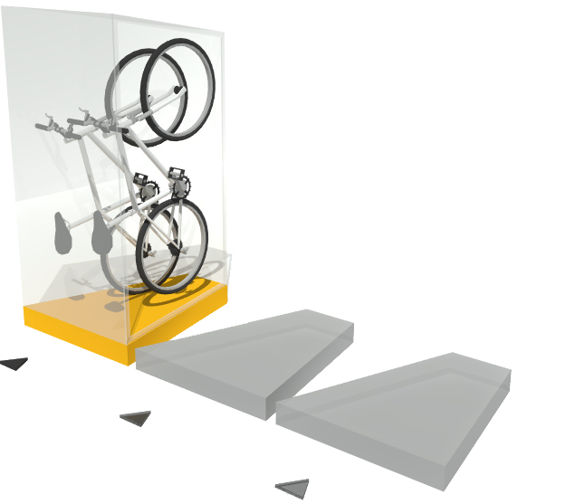 Arrangement of three boxes in a one-sided row